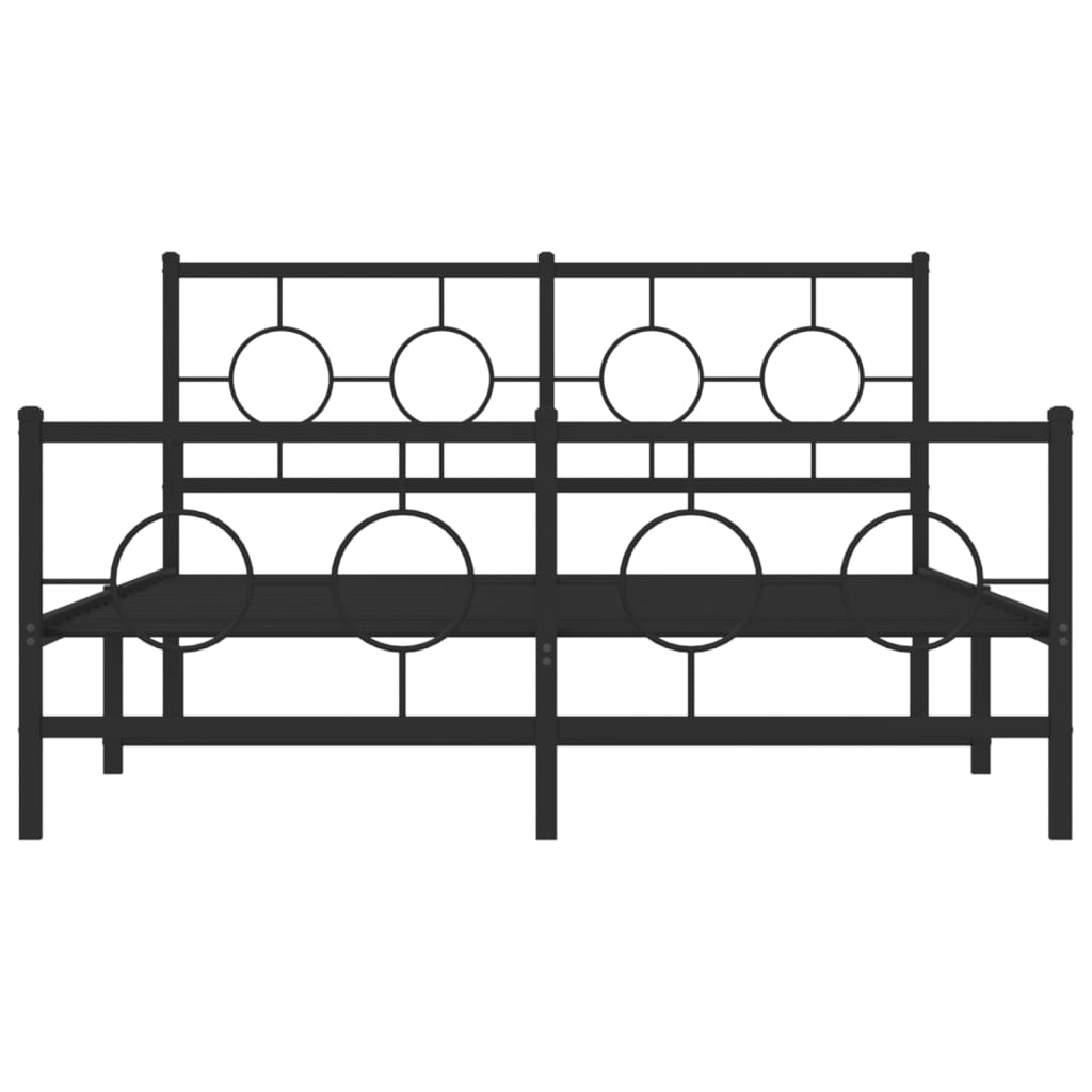 Metalni okvir kreveta uzglavlje i podnožje crni 135x190 cm