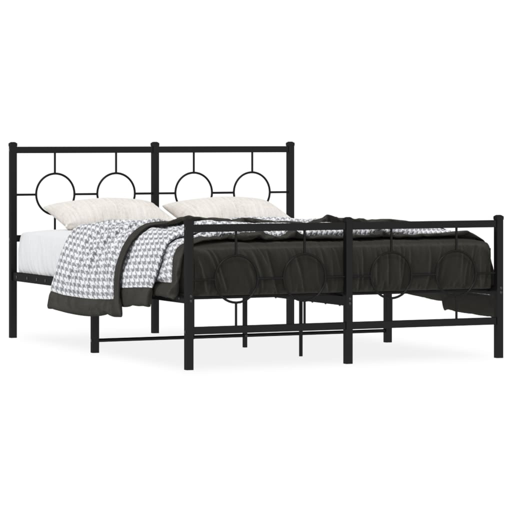 Metalni okvir kreveta uzglavlje i podnožje crni 140x190 cm