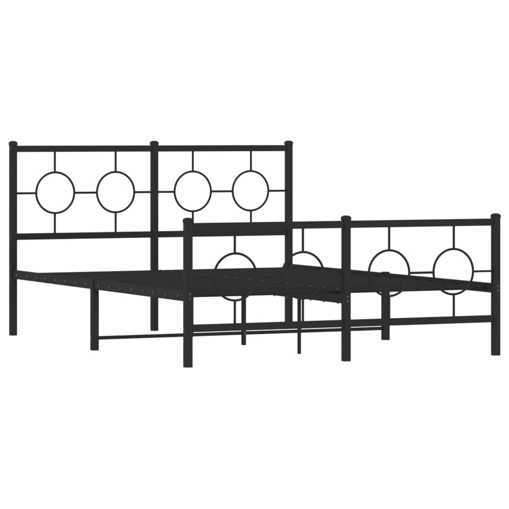Metalni okvir kreveta uzglavlje i podnožje crni 140x190 cm