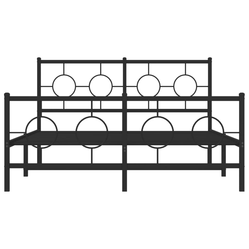 Metalni okvir kreveta uzglavlje i podnožje crni 140x190 cm