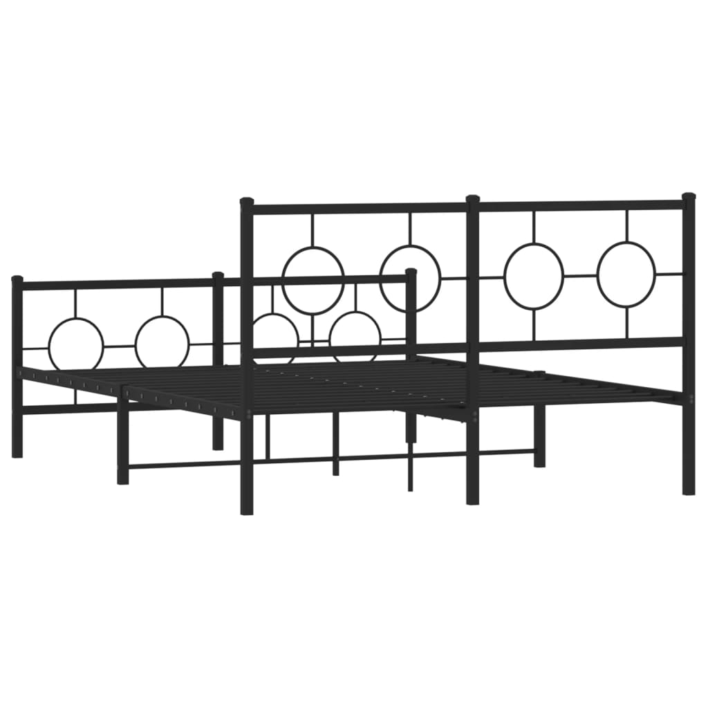 Metalni okvir kreveta uzglavlje i podnožje crni 140x200 cm