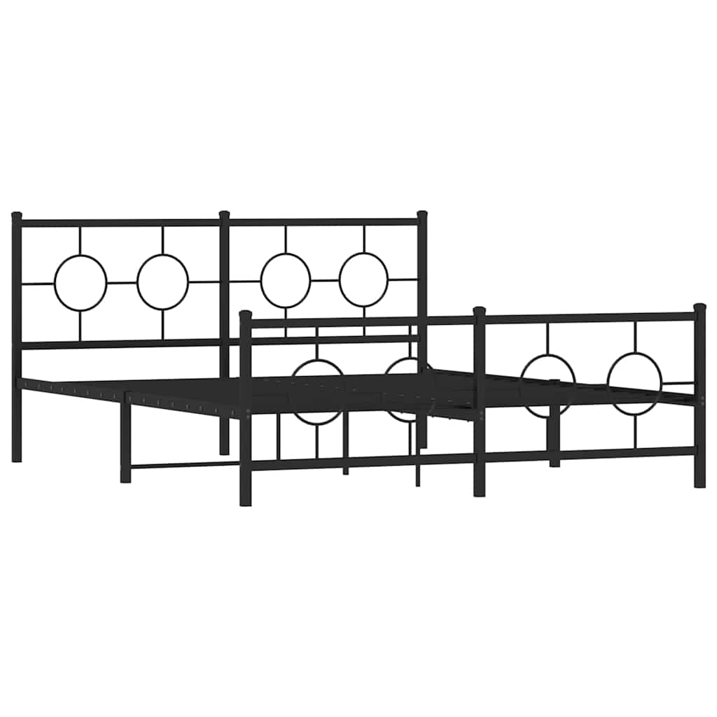 Metalni okvir kreveta uzglavlje i podnožje crni 150x200 cm