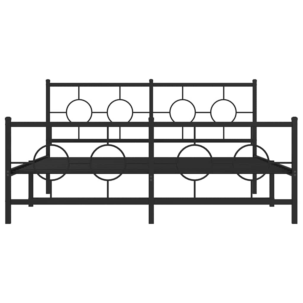 Metalni okvir kreveta uzglavlje i podnožje crni 150x200 cm
