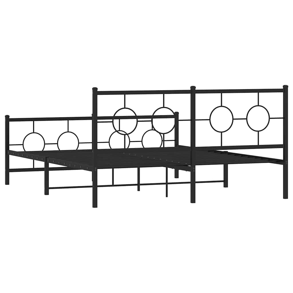 Metalni okvir kreveta uzglavlje i podnožje crni 150x200 cm