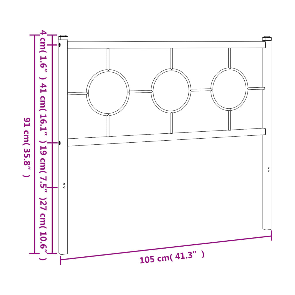 Metalno zamjensko uzglavlje crno 100 cm