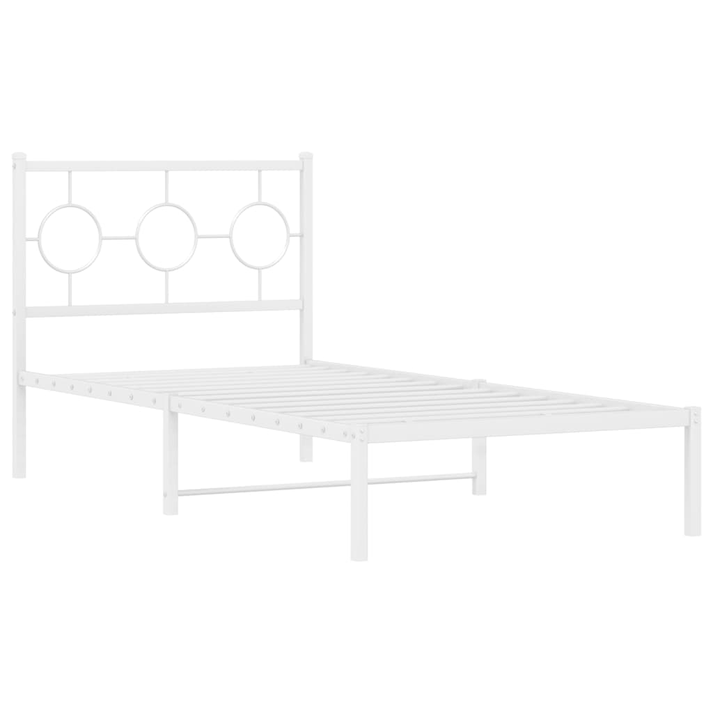 Metalni okvir za krevet s uzglavljem bijeli 90 x 190 cm