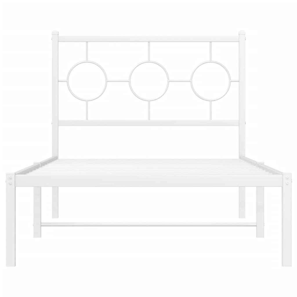 Metalni okvir za krevet s uzglavljem bijeli 90 x 190 cm