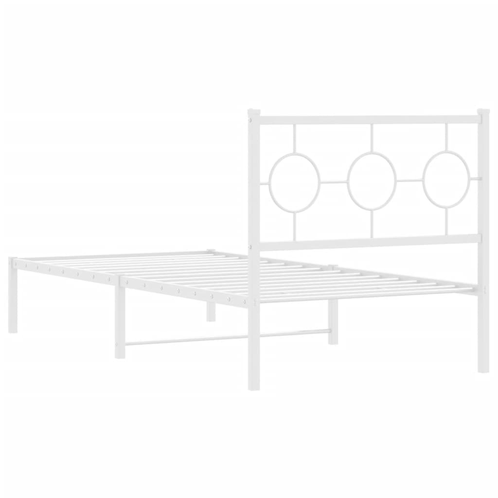 Metalni okvir za krevet s uzglavljem bijeli 90 x 190 cm