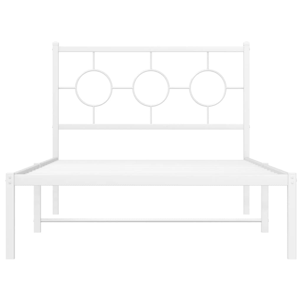 Metalni okvir za krevet s uzglavljem bijeli 100x190 cm