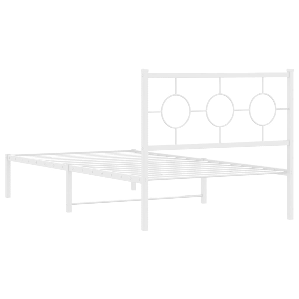 Metalni okvir za krevet s uzglavljem bijeli 100x200 cm