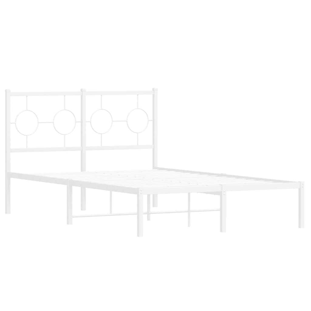Metalni okvir za krevet s uzglavljem bijeli 120 x 190 cm
