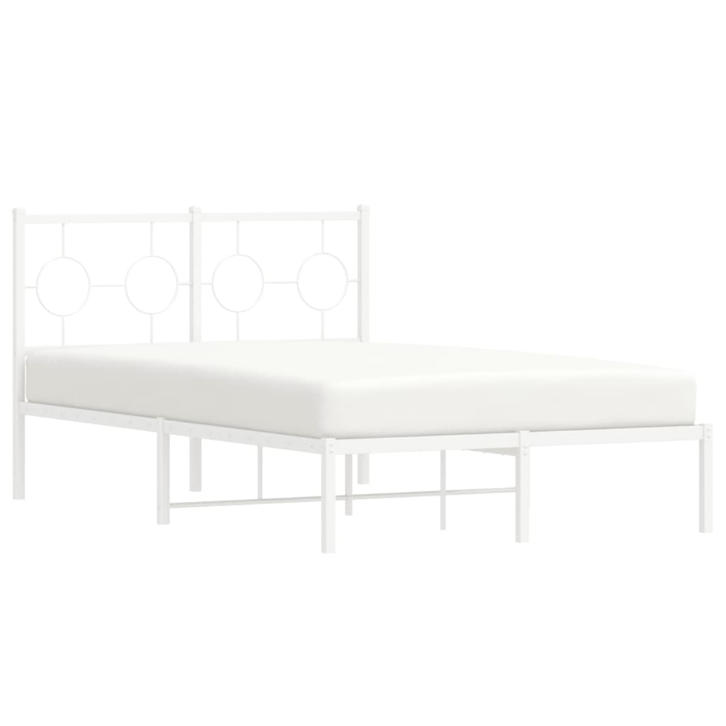 Metalni okvir za krevet s uzglavljem bijeli 120 x 190 cm