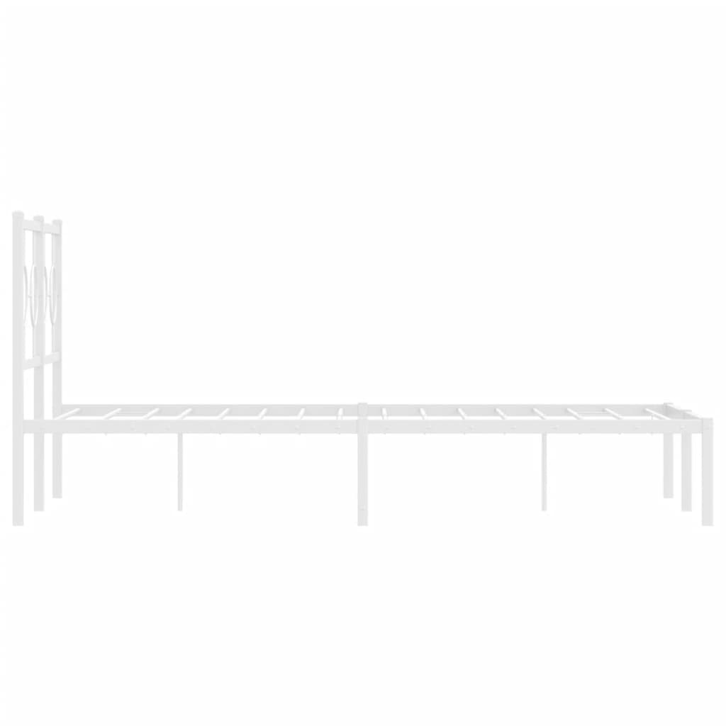 Metalni okvir za krevet s uzglavljem bijeli 120 x 190 cm