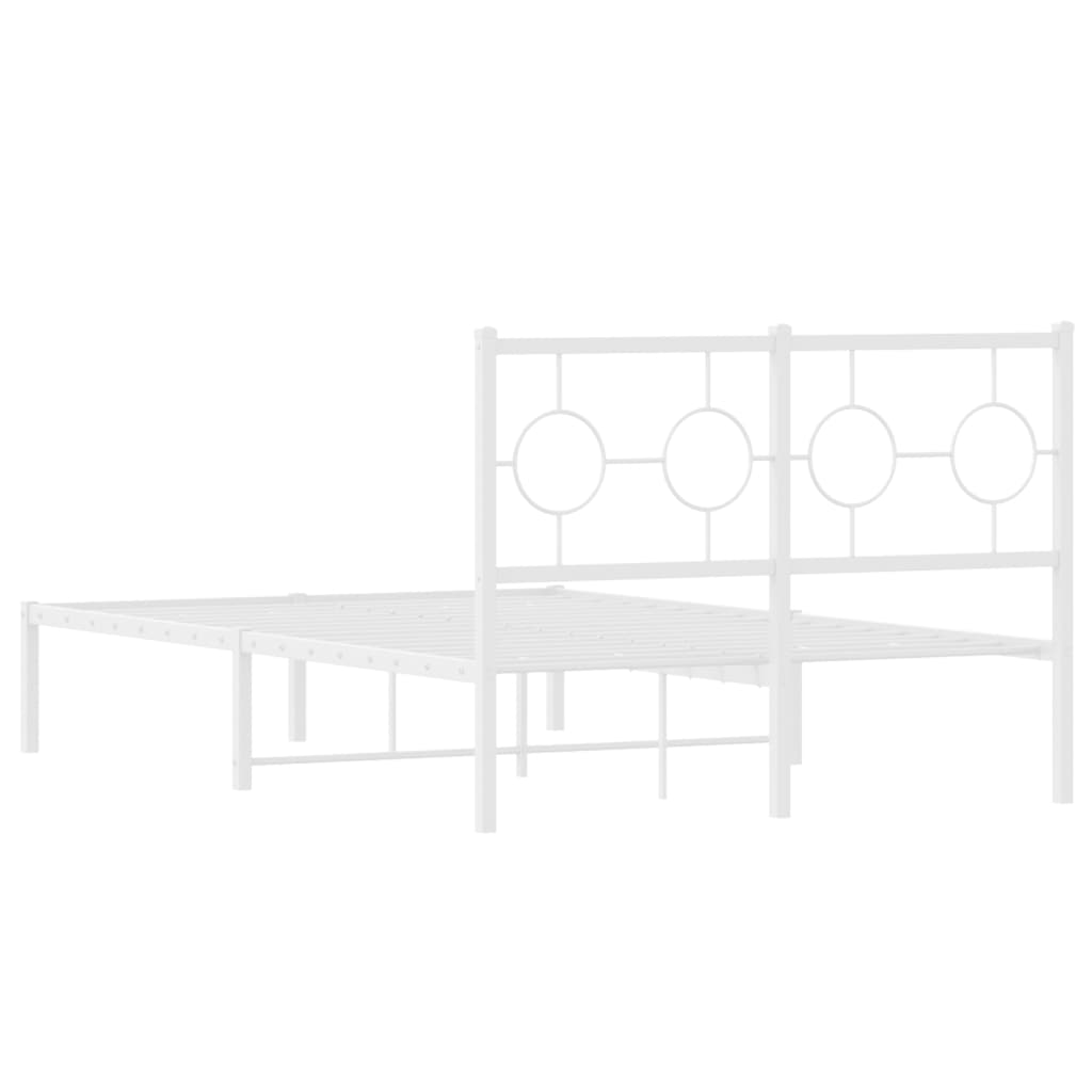 Metalni okvir za krevet s uzglavljem bijeli 120 x 190 cm