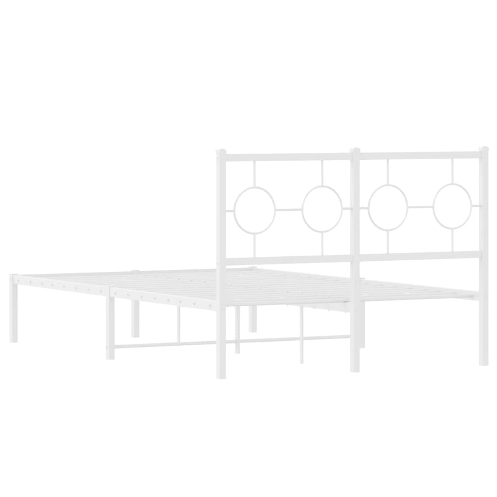 Metalni okvir za krevet s uzglavljem bijeli 120x200 cm