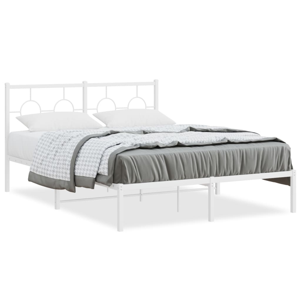 Metalni okvir za krevet s uzglavljem bijeli 135x190 cm