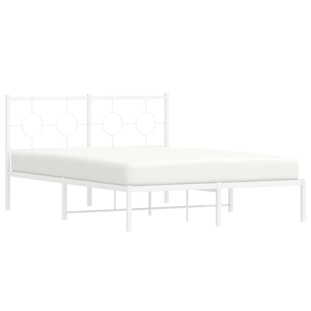 Metalni okvir za krevet s uzglavljem bijeli 135x190 cm