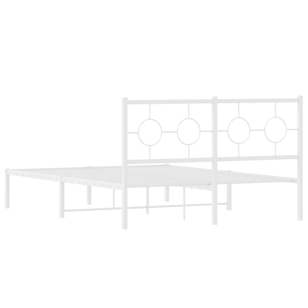 Metalni okvir za krevet s uzglavljem bijeli 135x190 cm