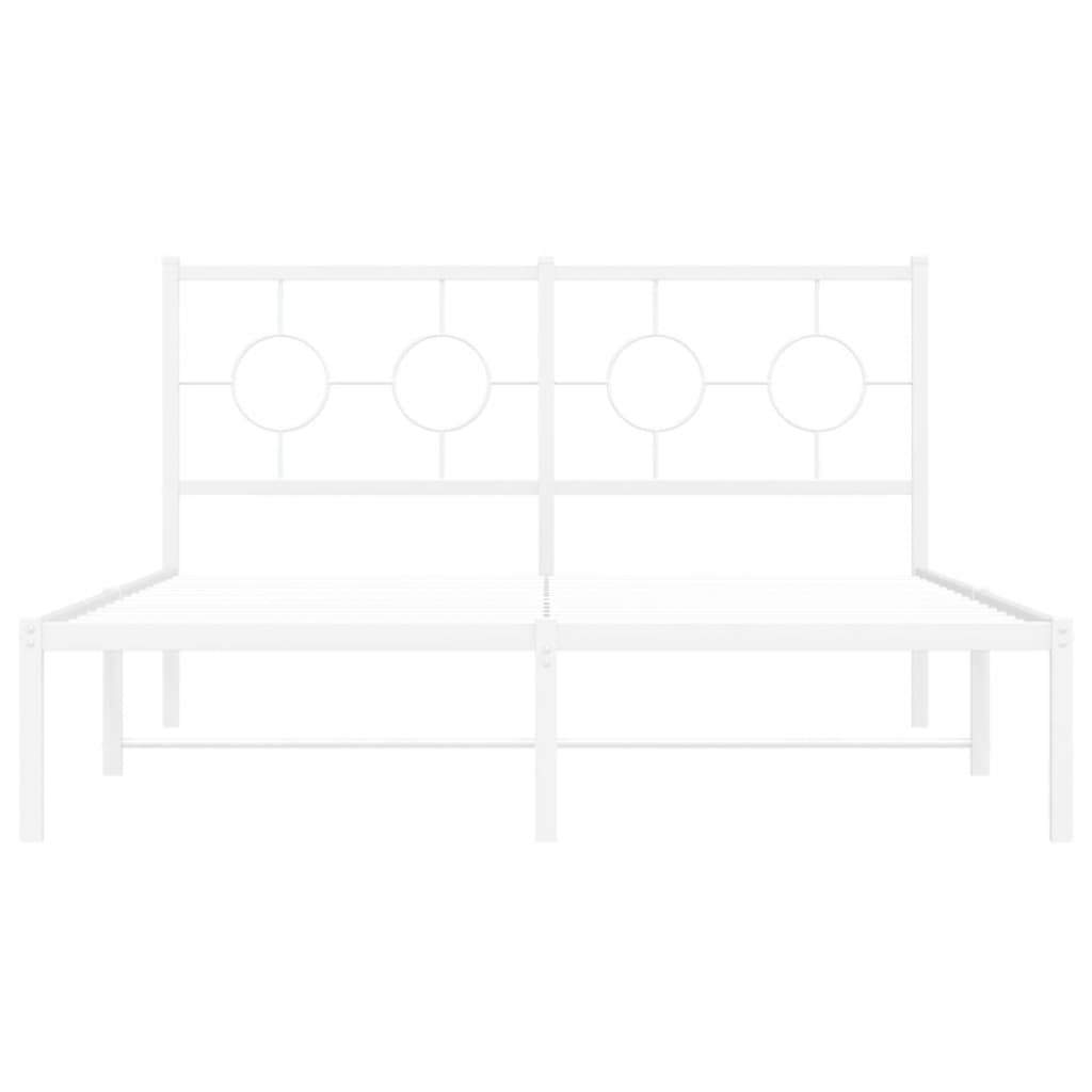 Metalni okvir za krevet s uzglavljem bijeli 140 x 190 cm