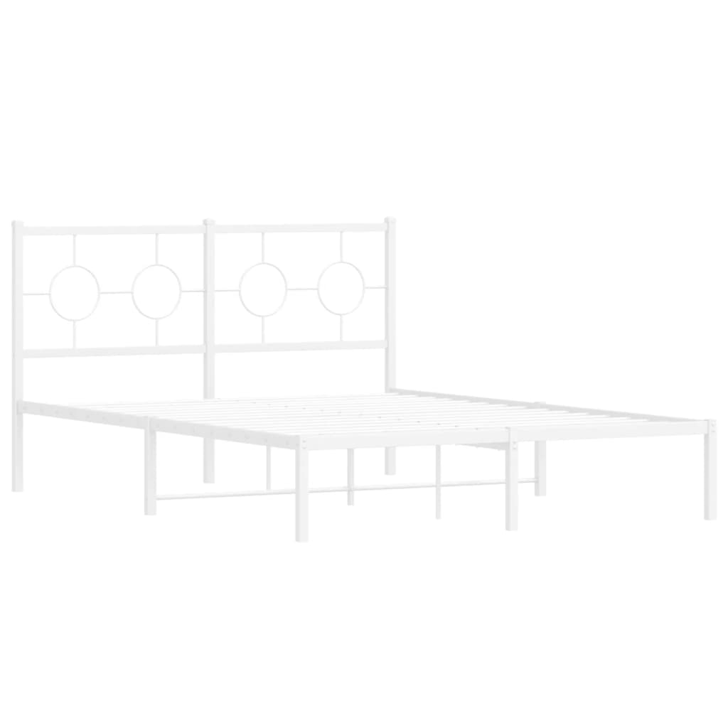 Metalni okvir za krevet s uzglavljem bijeli 140 x 200 cm