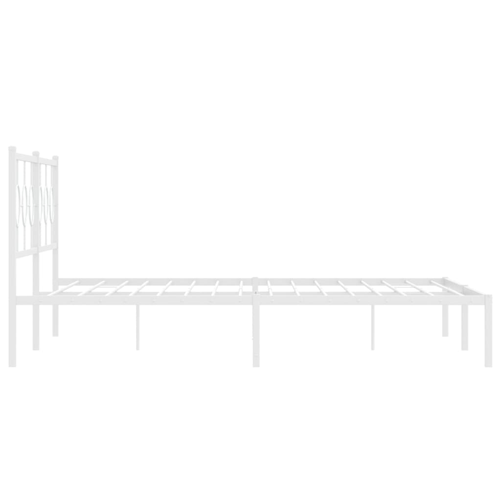 Metalni okvir za krevet s uzglavljem bijeli 193x203 cm