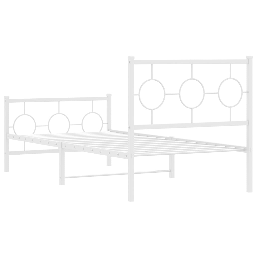 Metalni okvir kreveta uzglavlje i podnožje bijeli 90x190 cm