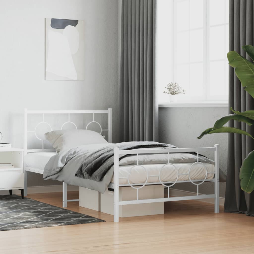 Metalni okvir kreveta uzglavlje i podnožje bijeli 100x200 cm