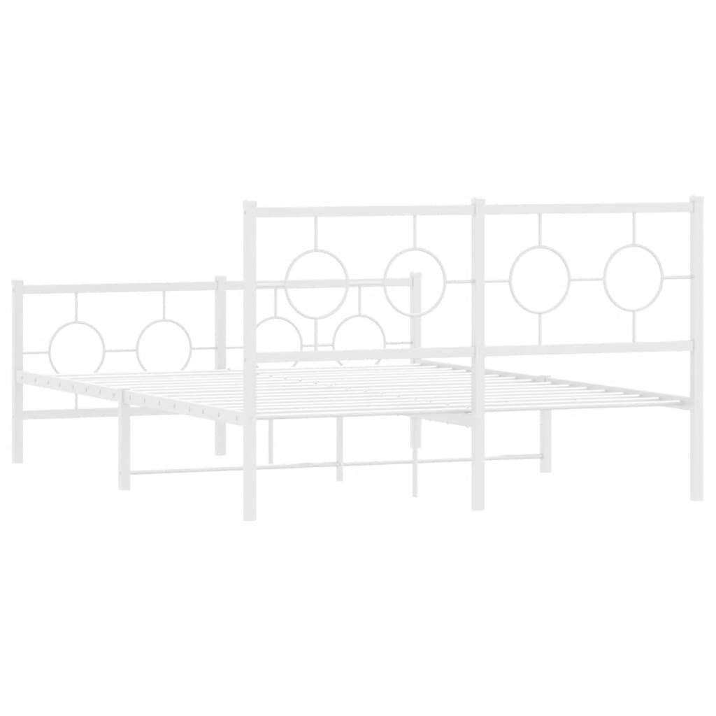 Metalni okvir kreveta uzglavlje i podnožje bijeli 140 x 190 cm