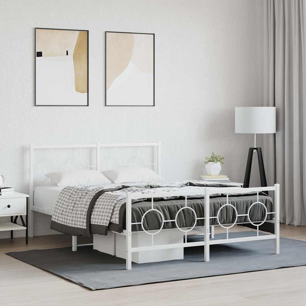 Metalni okvir kreveta uzglavlje i podnožje bijeli 140x200 cm