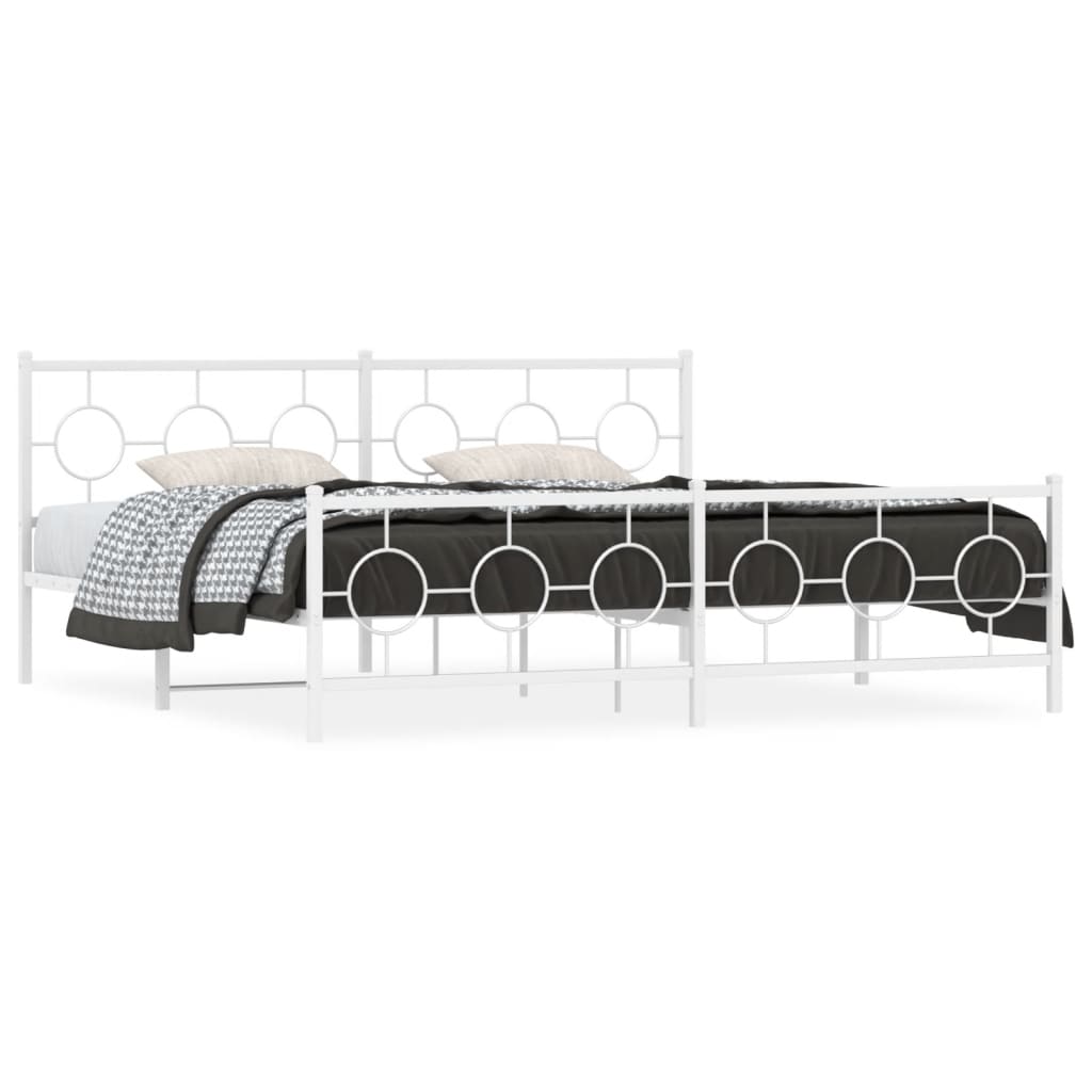 Metalni okvir kreveta uzglavlje i podnožje bijeli 200x200 cm