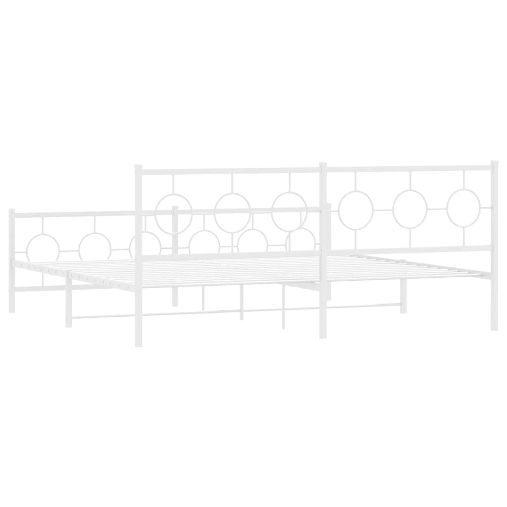 Metalni okvir kreveta uzglavlje i podnožje bijeli 200x200 cm