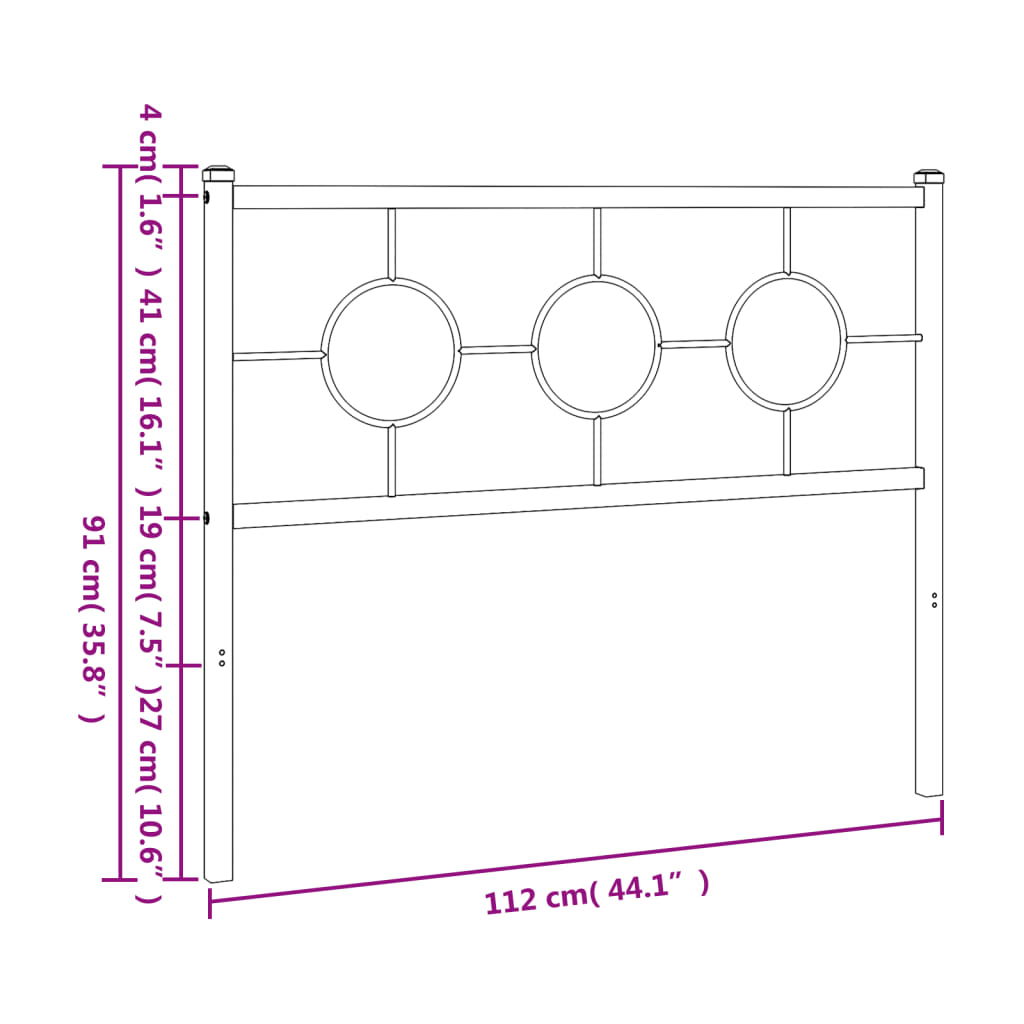Metalno zamjensko uzglavlje bijelo 107 cm