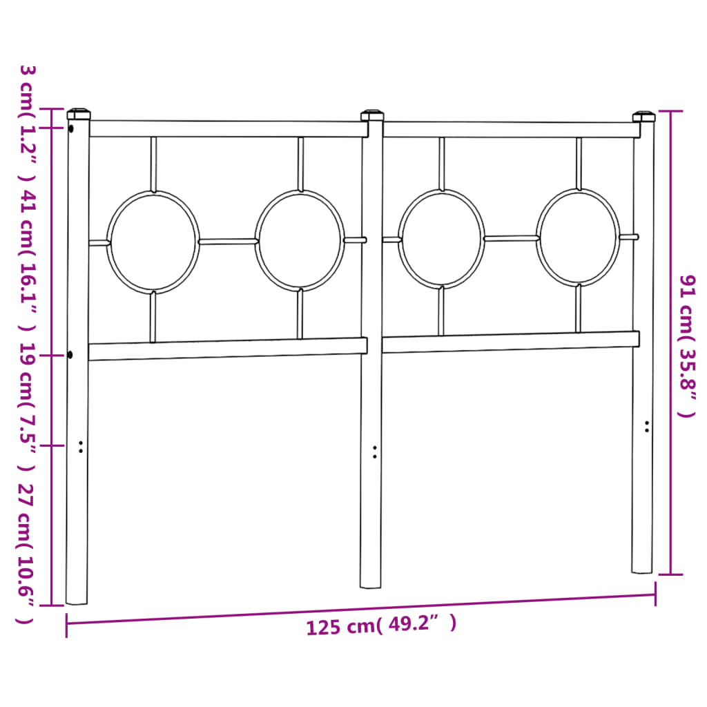 Metalno zamjensko uzglavlje bijelo 120 cm