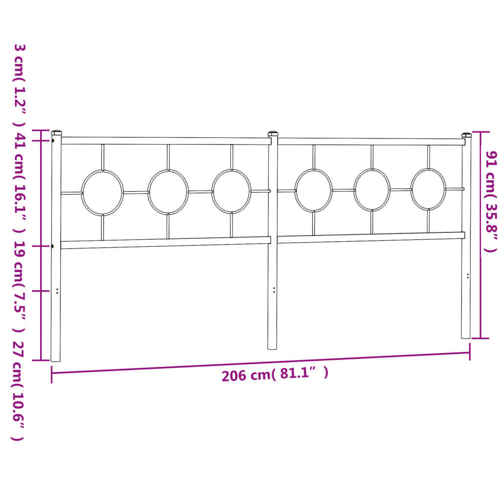 Metalno zamjensko uzglavlje bijelo 200 cm