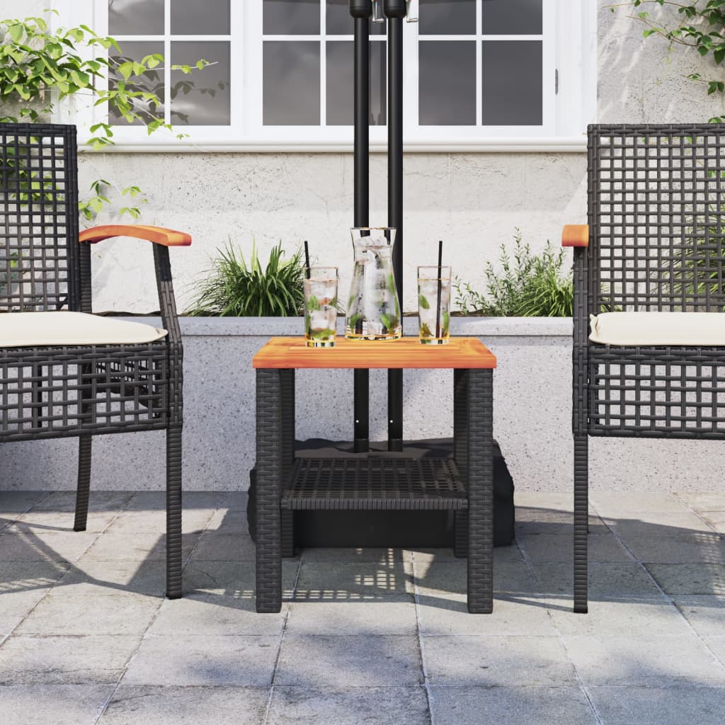Vrtni stol crni 40x40x42 cm od poliratana i drva bagrema