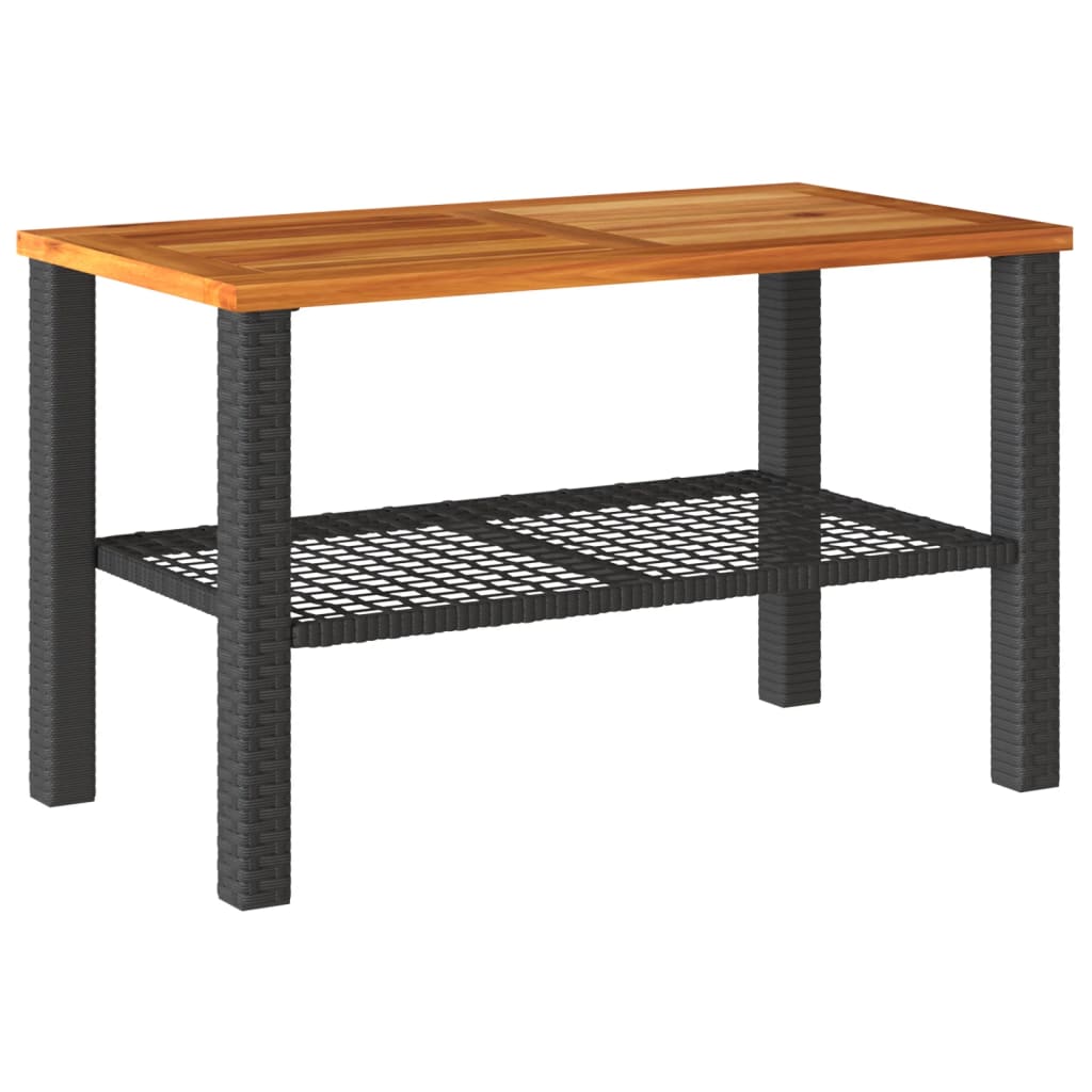 Vrtni stol crni 70 x 38 x 42 cm od poliratana i drva bagrema