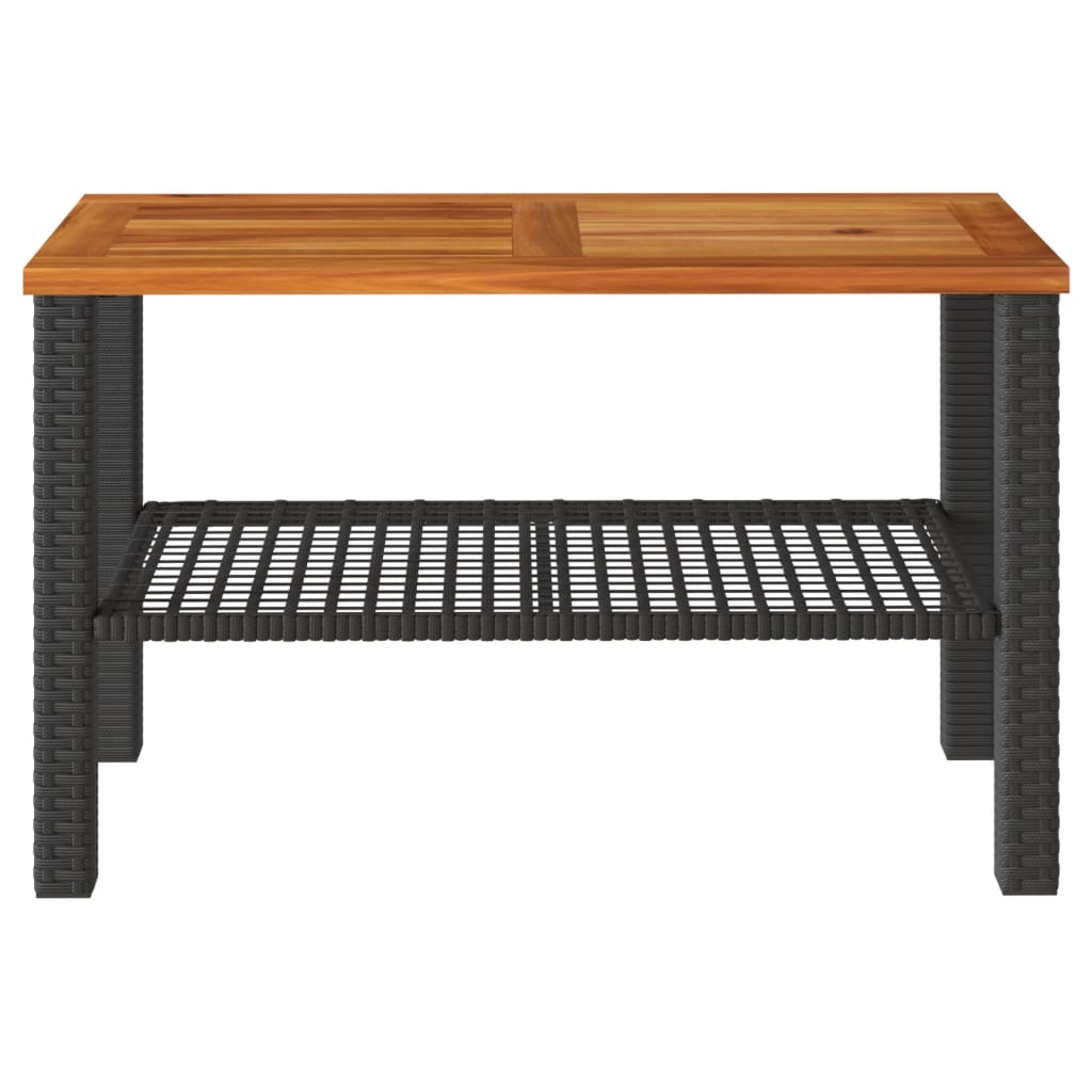 Vrtni stol crni 70 x 38 x 42 cm od poliratana i drva bagrema