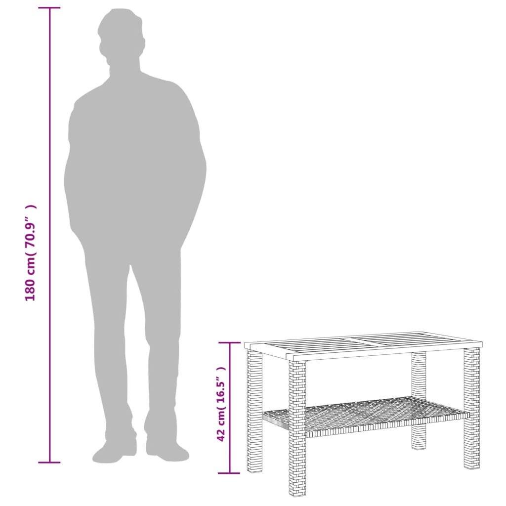 Vrtni stol bež 70 x 38 x 42 cm od poliratana i drva bagrema