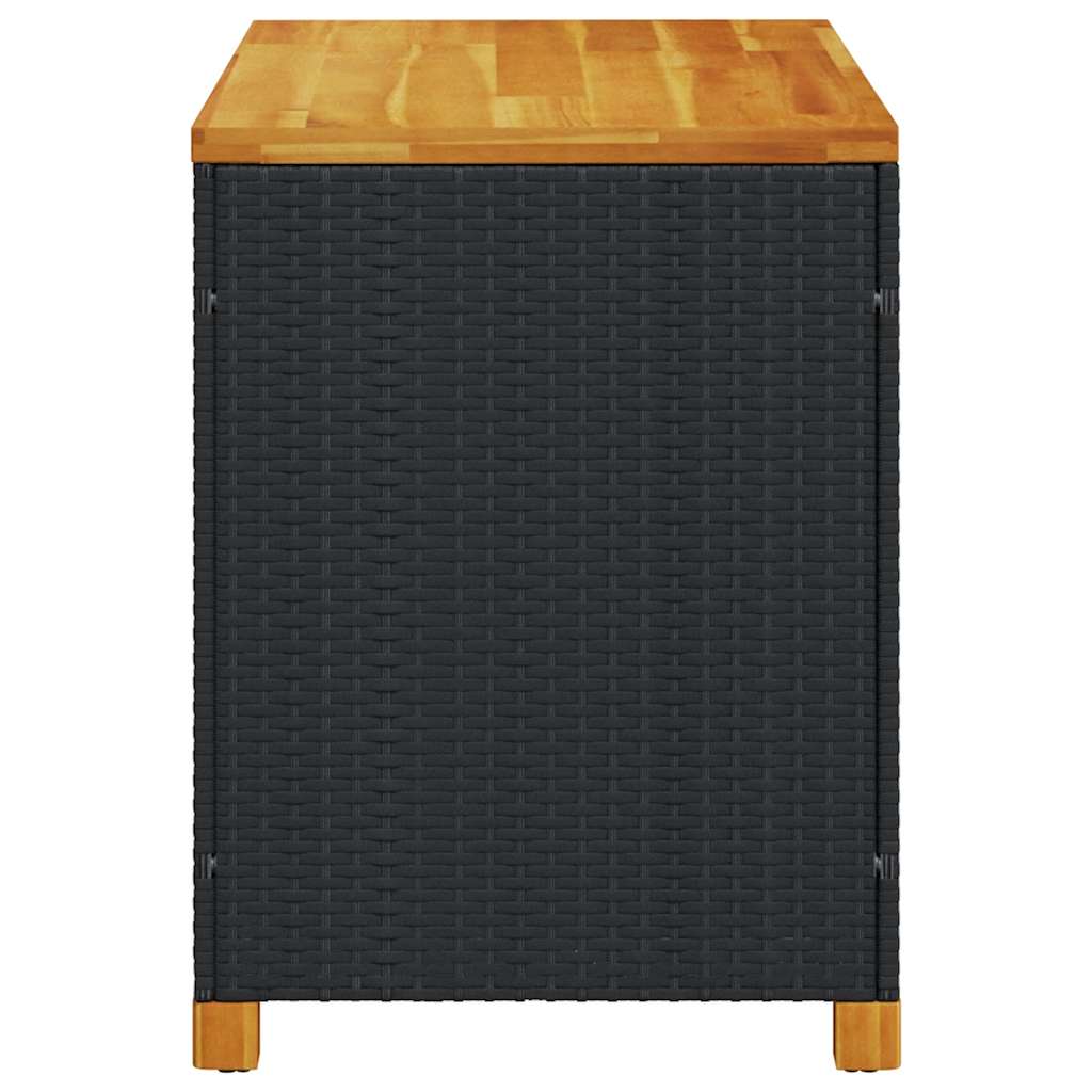 Vrtna kutija za pohranu crna 110x55x63cm poliratan drvo bagrema