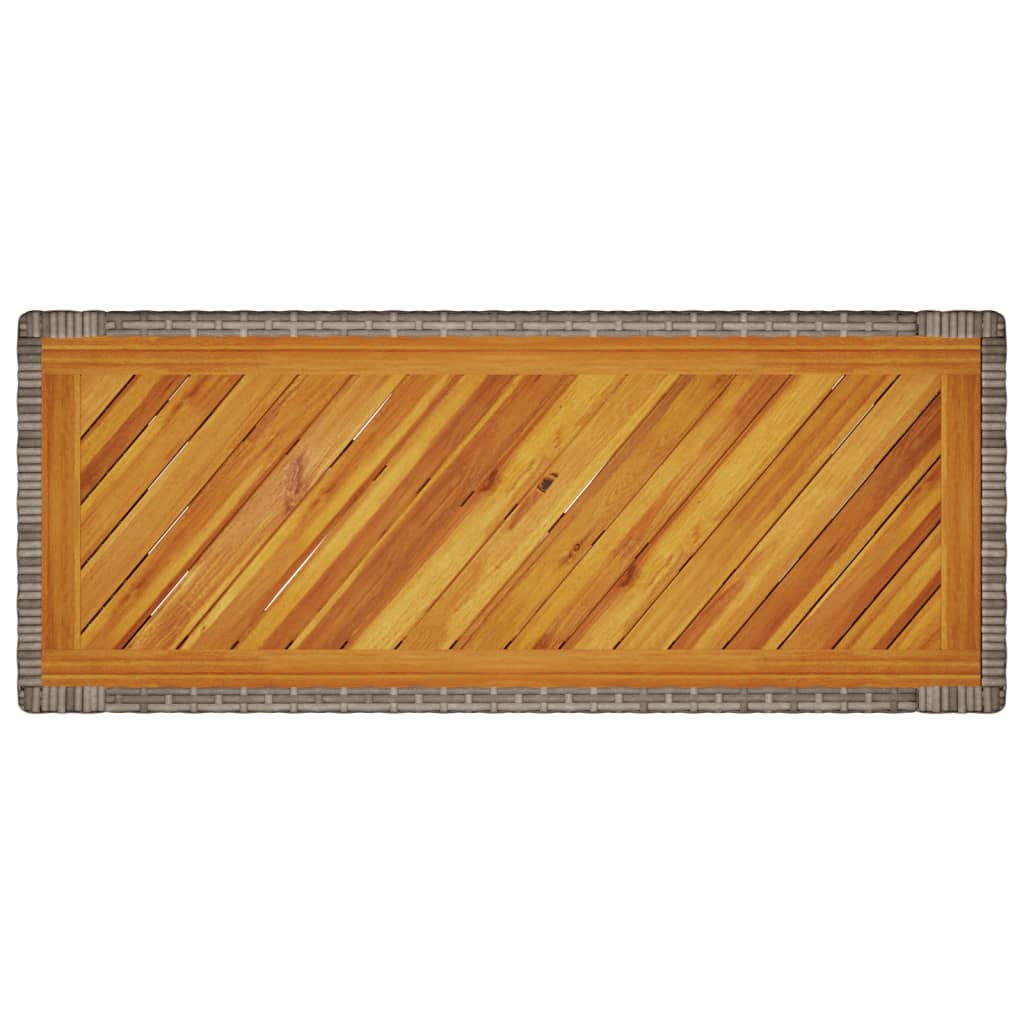 Vrtni bočni stolić s drvenom pločom sivi 100x40x75 cm poliratan
