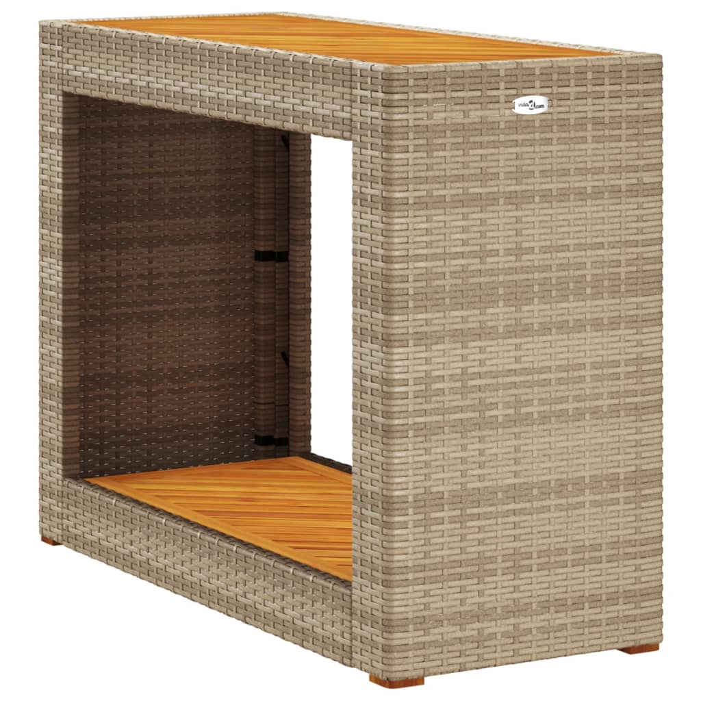 Vrtni bočni stolić s drvenom pločom bež 100x40x75 cm poliratan