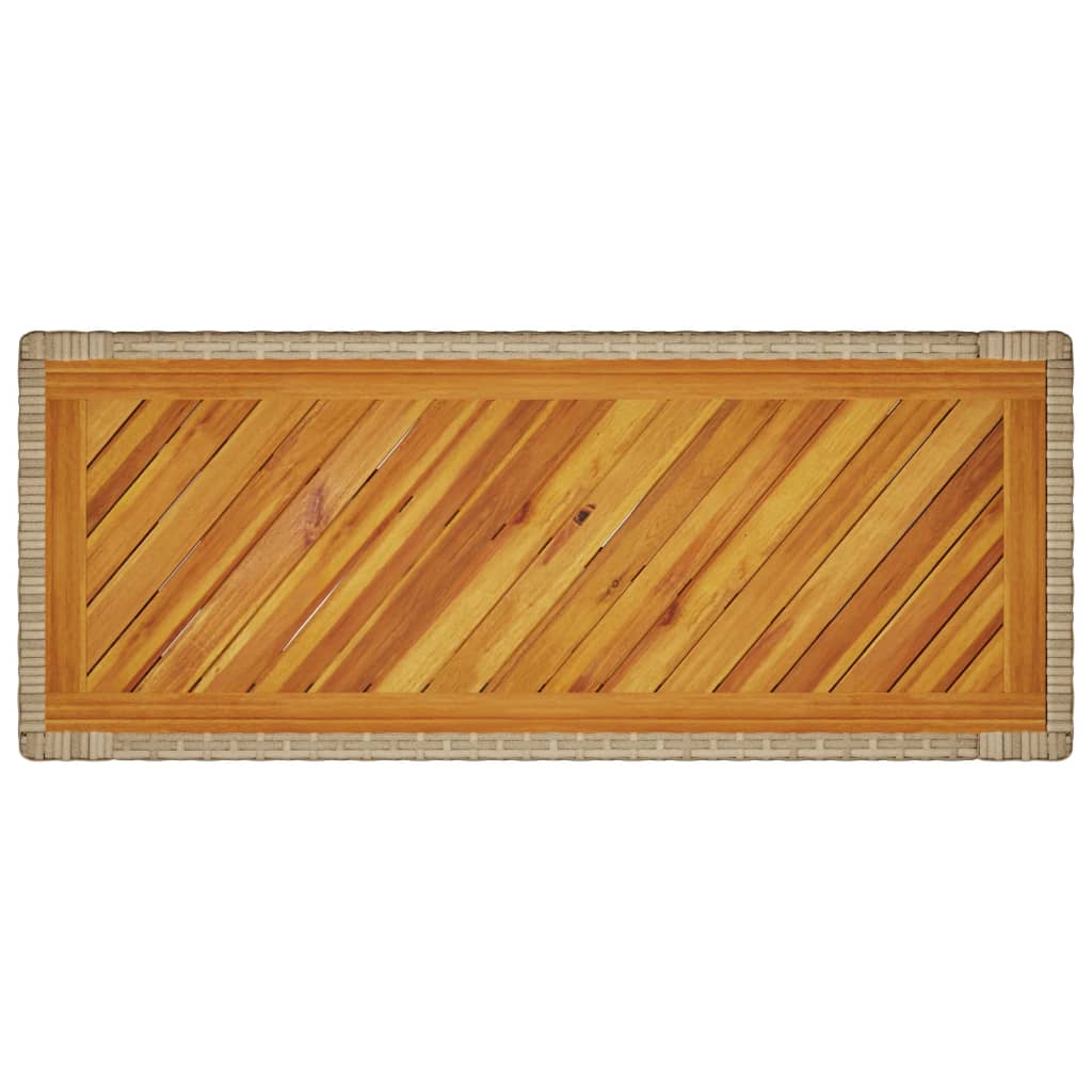 Vrtni bočni stolić s drvenom pločom bež 100x40x75 cm poliratan