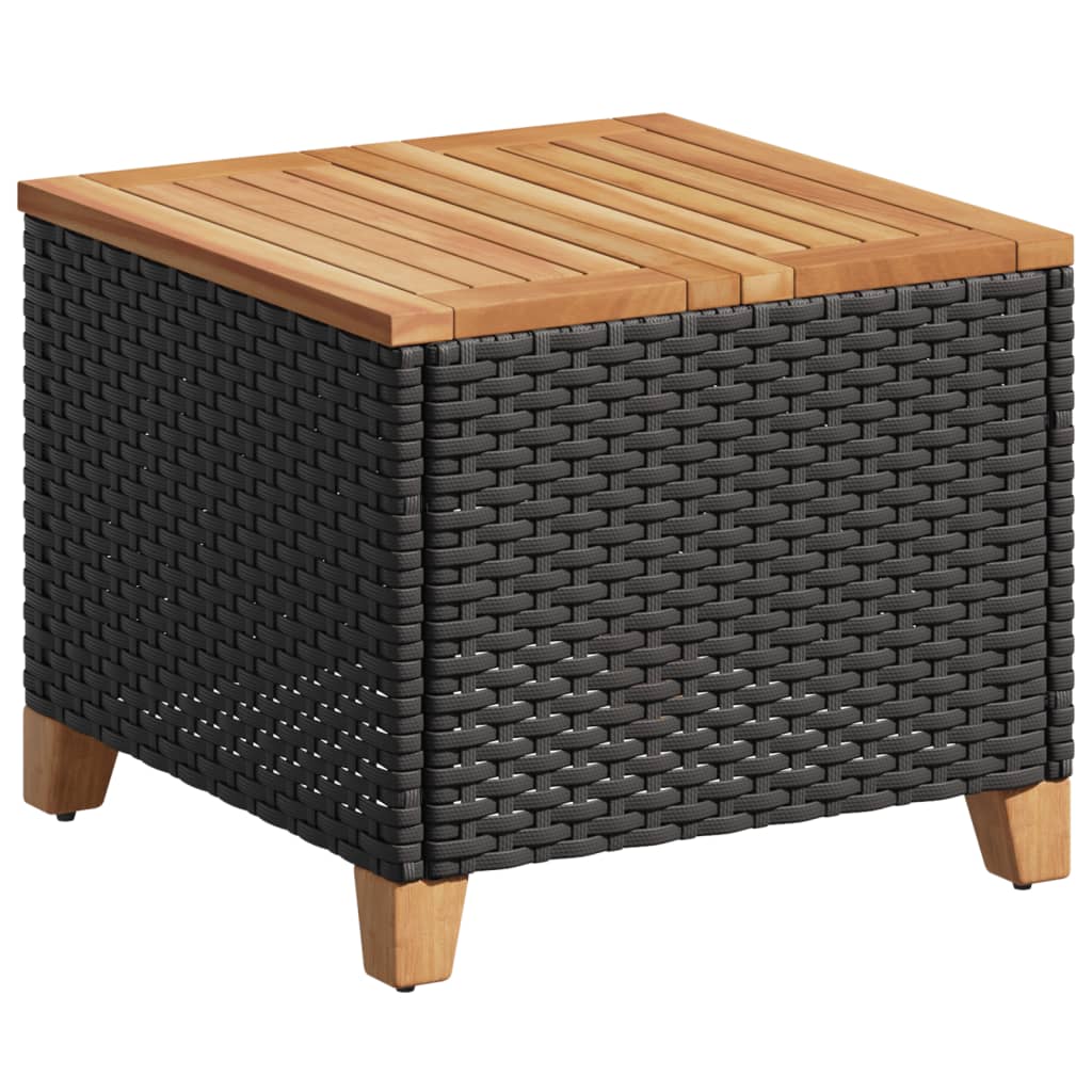 Vrtni stol crni 45 x 45 x 37 cm od poliratana i bagremovog drva