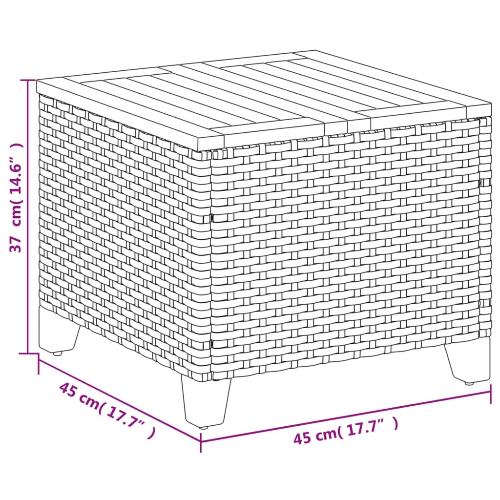 Vrtni stol crni 45 x 45 x 37 cm od poliratana i bagremovog drva