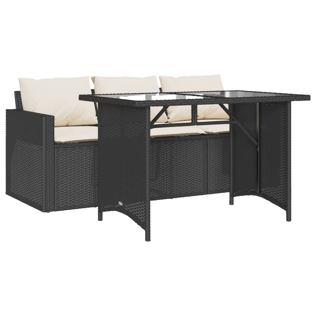 2-dijelni vrtni blagovaonski set s jastucima od poliratana crni