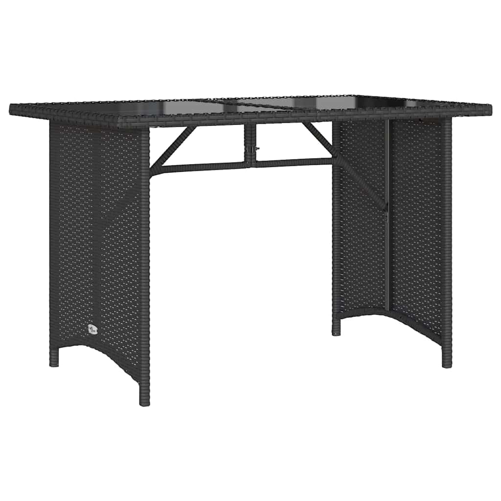 Vrtni stol sa staklenom pločom crni 110x68x70 cm od poliratana