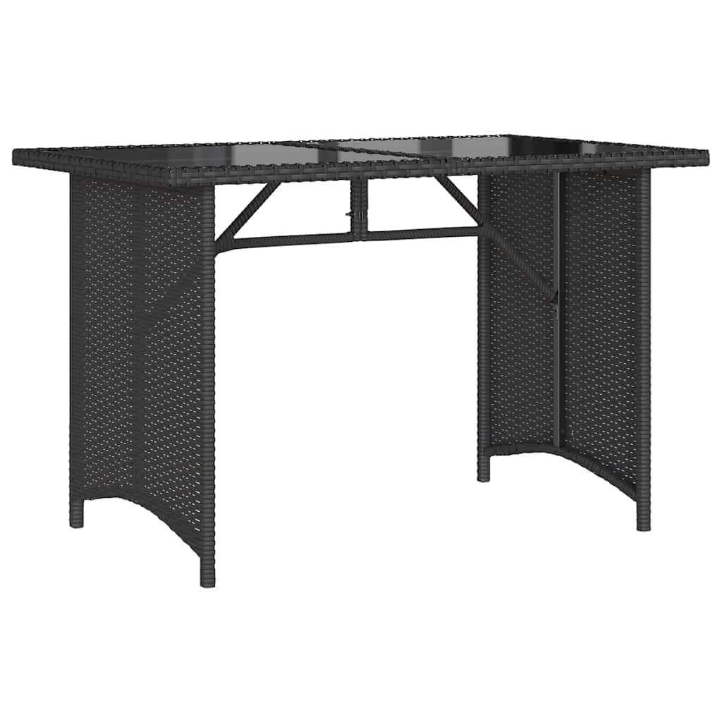 Vrtni stol sa staklenom pločom crni 110x68x70 cm od poliratana