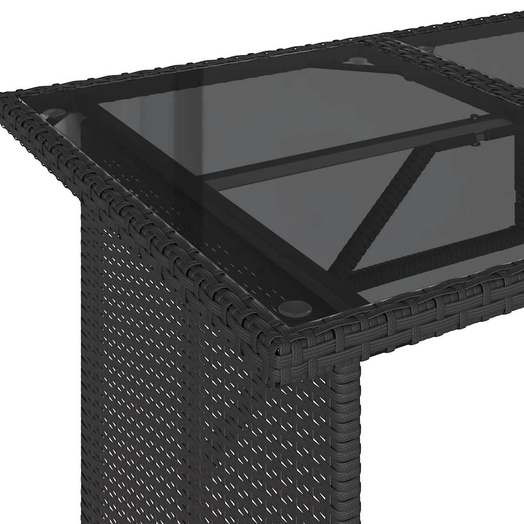 Vrtni stol sa staklenom pločom crni 110x68x70 cm od poliratana