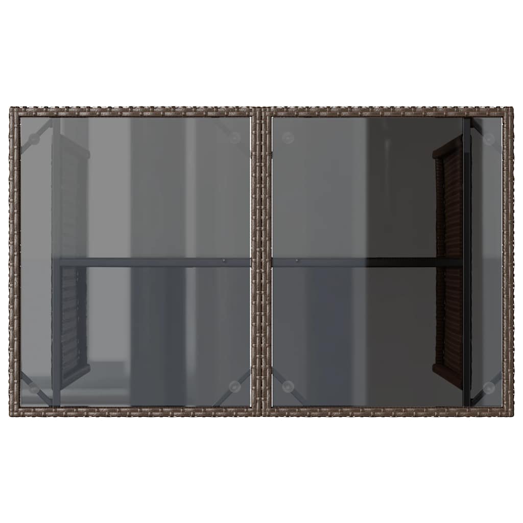 Vrtni stol sa staklenom pločom smeđi 110x68x70 cm od poliratana