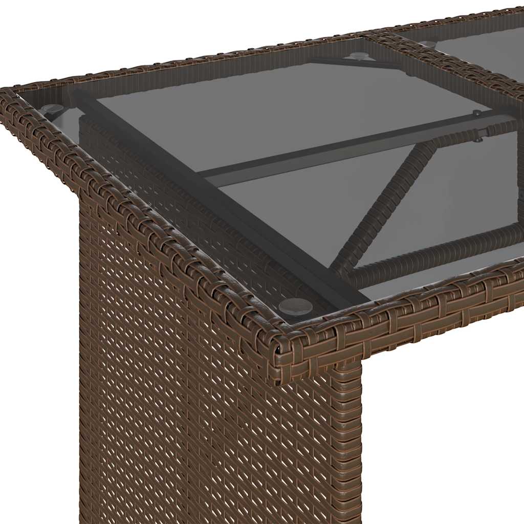 Vrtni stol sa staklenom pločom smeđi 110x68x70 cm od poliratana